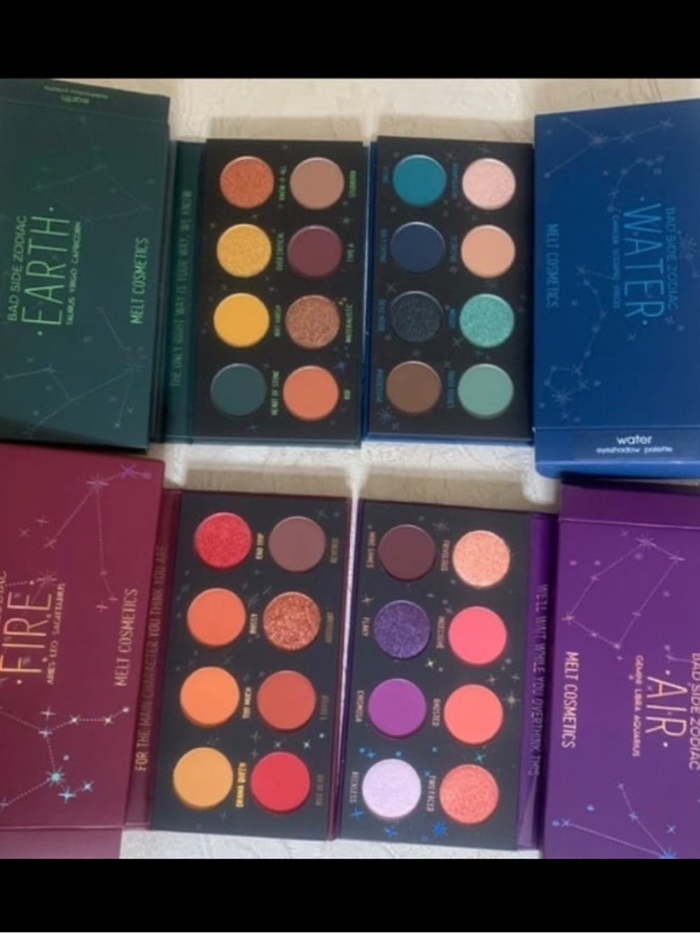 Melt Cosmetics Bad Side Zodiac Eyeshadow Palette Bundle Set Air Fire Water Earth